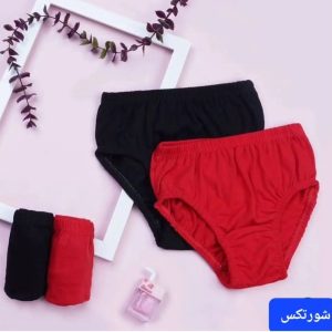 شورت بهداشتی زنانه پک 2عددی قرمز و مشکی سایز لارج تا سه ایکس لارج ،شورتکس نخی زنانه،شورتکس زنانه