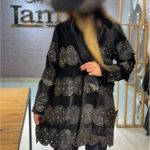 پالتوزنانه مزونی ترکیبی چرم ومخمل پرچی مشکی (فری سایز36الی44)