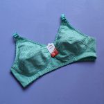 سوتین نخی خالدار راحتی فیروزه ای دو لایه 60 تا 100 تولیدی مرادخانی