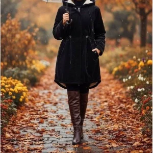 کاپشن زنانه مشکی سیلیکونی داخل خز ببعی