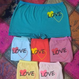 شورت زنانه ودخترانه نخ سایز بزرگ باطرح love در6رنگ