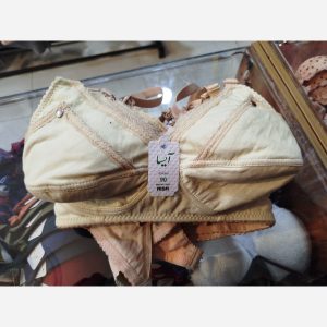 سوتین شیردهی دو لایه نخ دکمه دار دو قزنه سایز 80 تا 90 رنگ نباتی و گلبهی کمرنگ